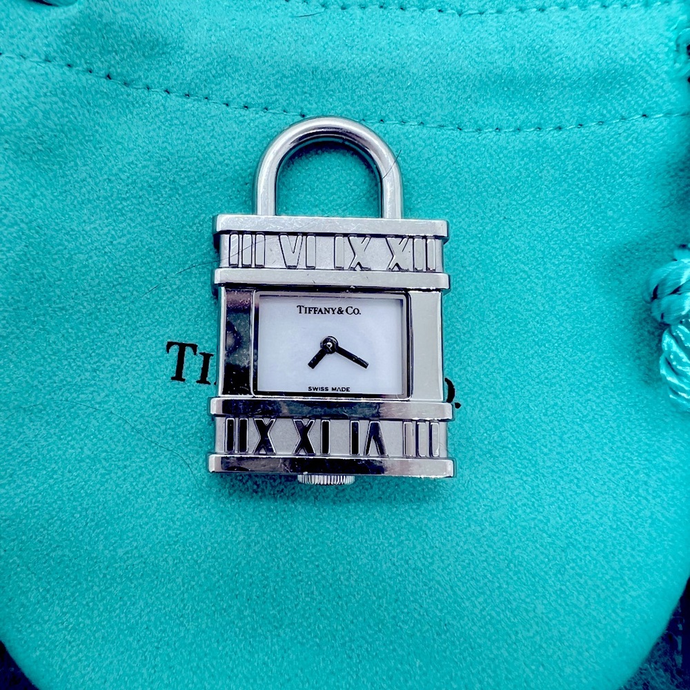 Tiffany & Co. Atlas Roman Numerals Lock Clock Watch Charm - Picture 1 of 4